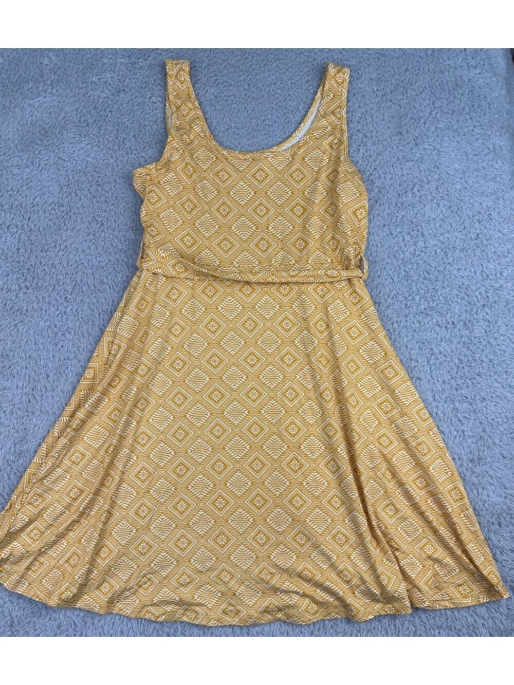 Allthreads Rio Yellow Womens L Diamond Pattern Sleeveless Beach Casual Dress - Picture 4 of 12